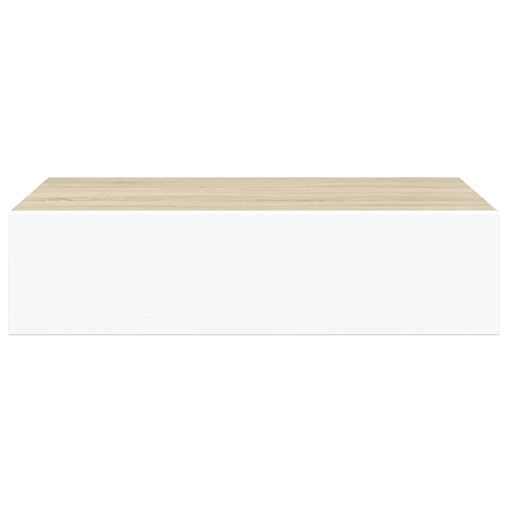Prateleira de parede c/ gaveta MDF 40x23,5x10cm carvalho/branco