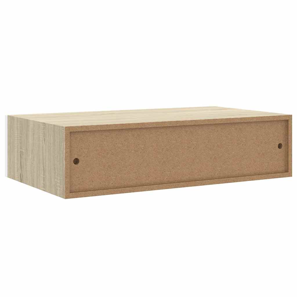 Prateleira de parede c/ gaveta MDF 40x23,5x10cm carvalho/branco