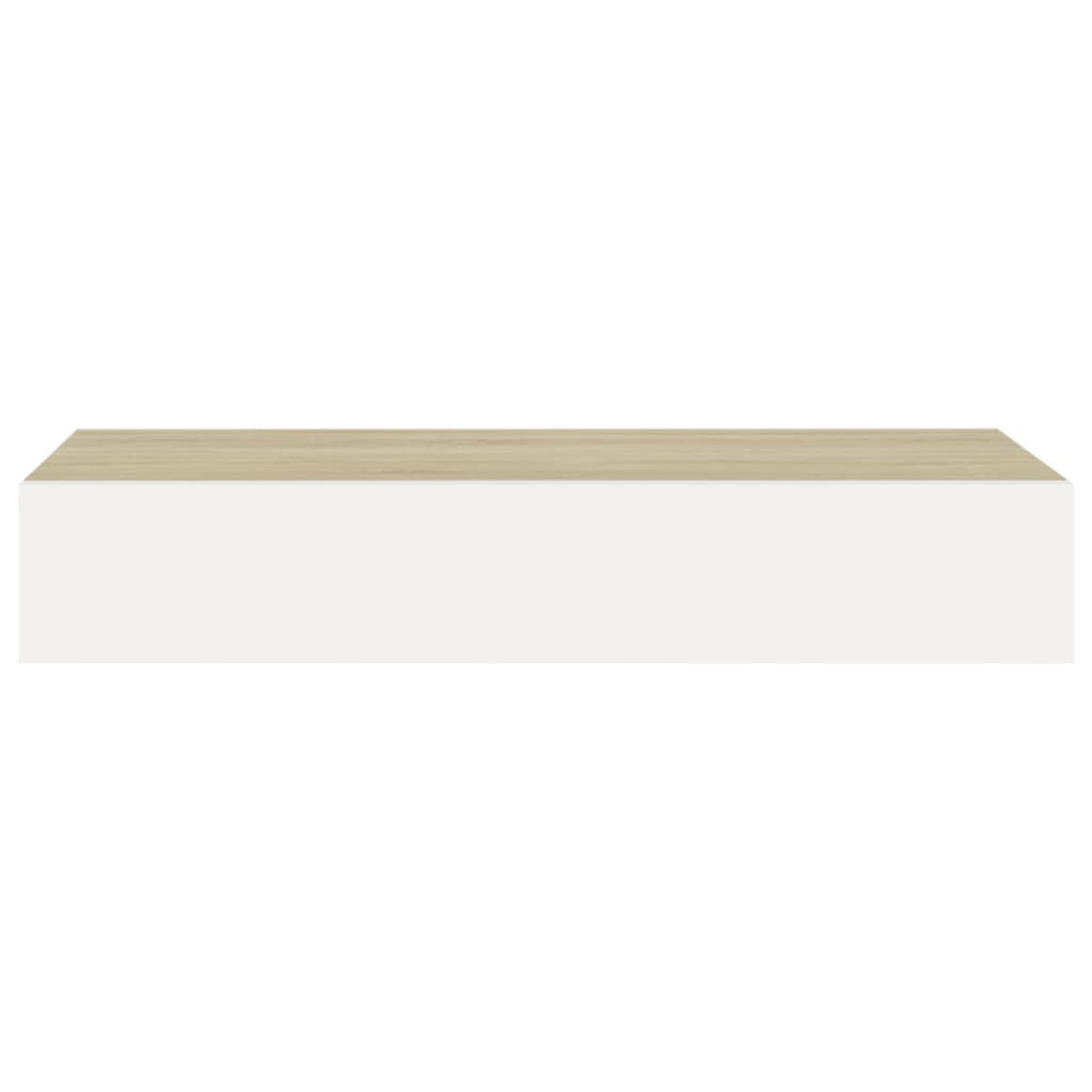 Prateleiras parede c/ gavetas 2pcs MDF carvalho/branco