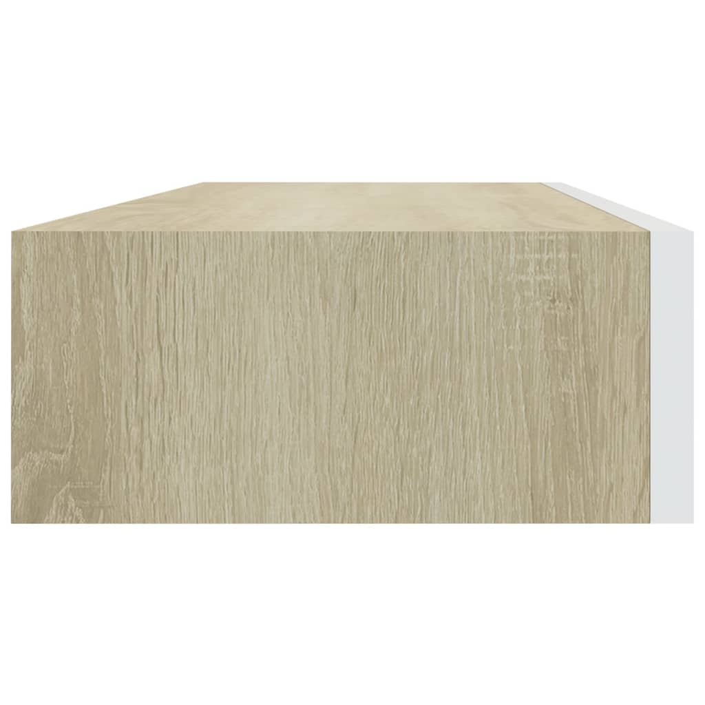Prateleiras parede c/ gavetas 2pcs MDF carvalho/branco