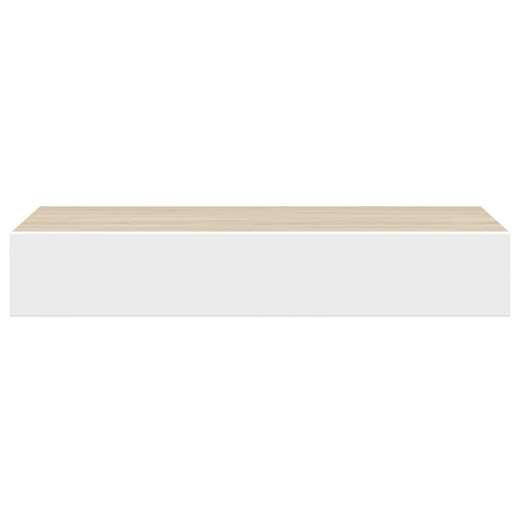 Prateleiras parede c/ gavetas 2pcs MDF carvalho/branco