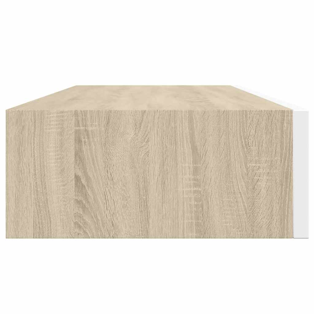 Prateleiras parede c/ gavetas 2pcs MDF carvalho/branco