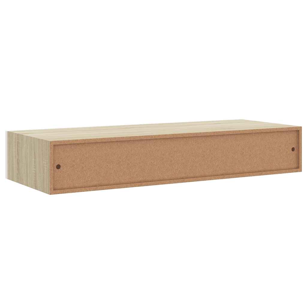 Prateleiras parede c/ gavetas 2pcs MDF carvalho/branco