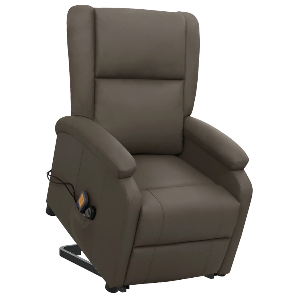 Poltrona de massagens elevatória couro artificial cinzento