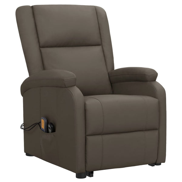 Poltrona de massagens elevatória couro artificial cinzento