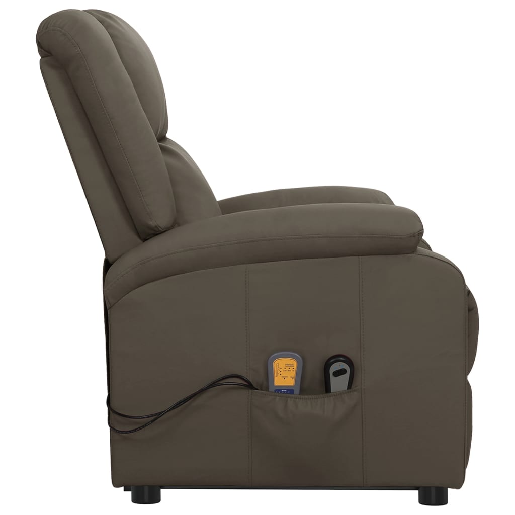Poltrona de massagens elevatória couro artificial cinzento