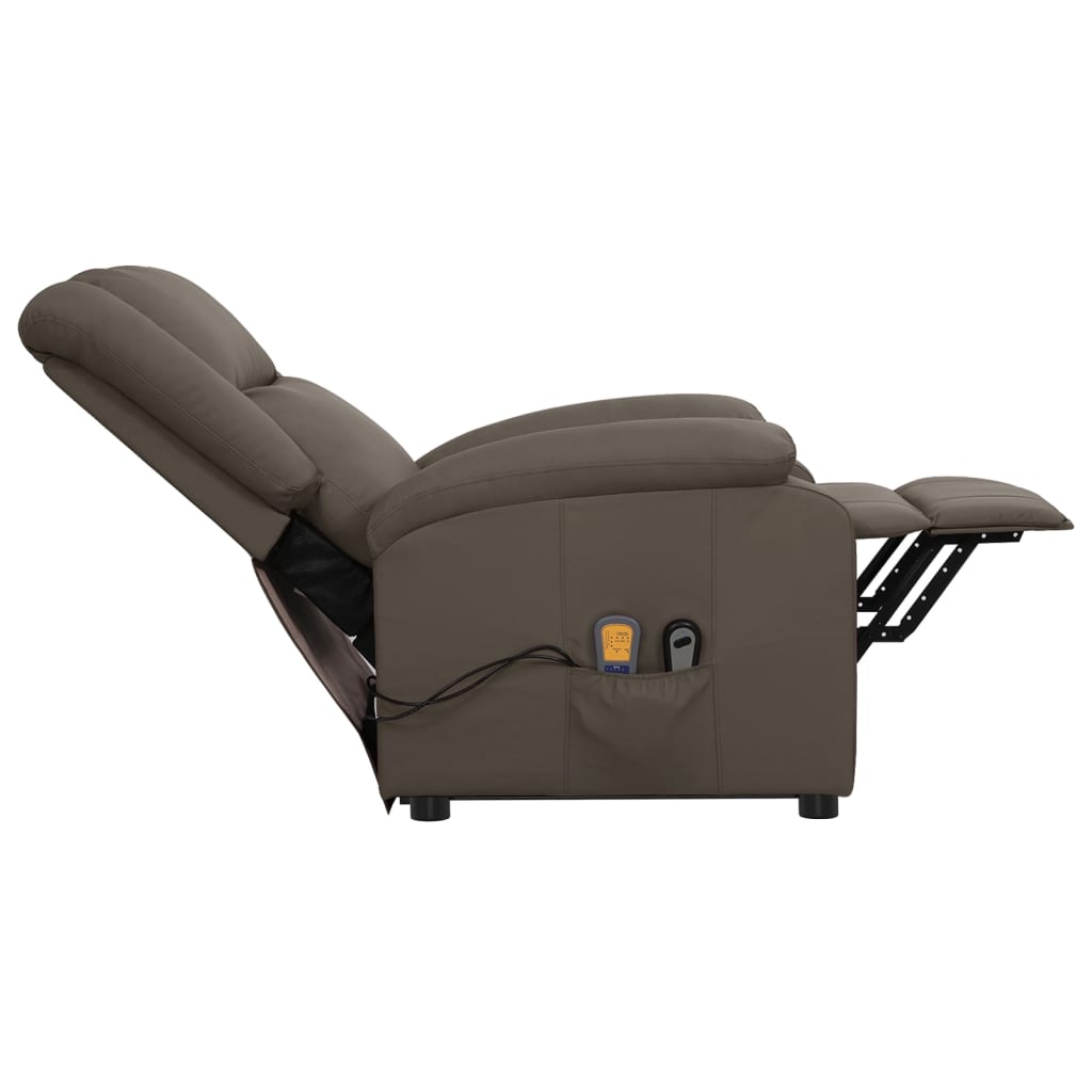 Poltrona de massagens elevatória couro artificial cinzento
