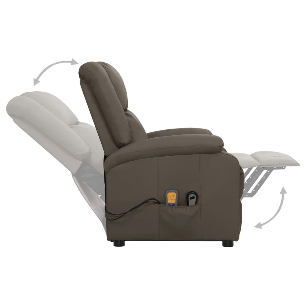 Poltrona de massagens elevatória couro artificial cinzento