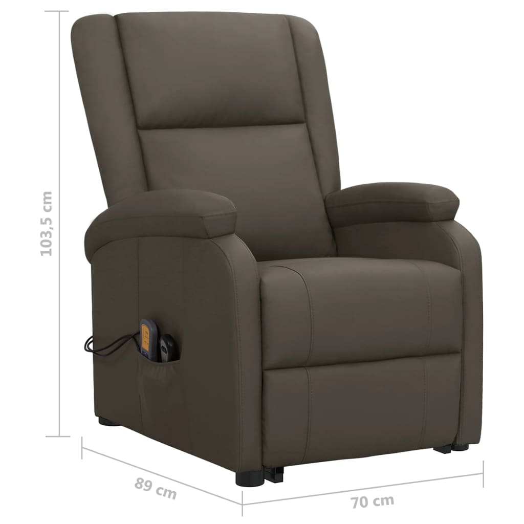 Poltrona de massagens elevatória couro artificial cinzento