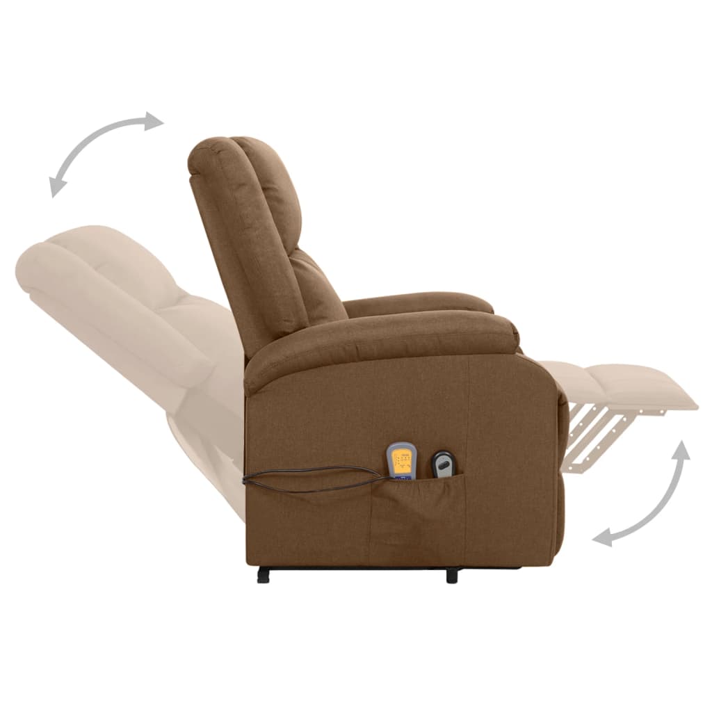 Poltrona elevatória de massagens tecido castanho