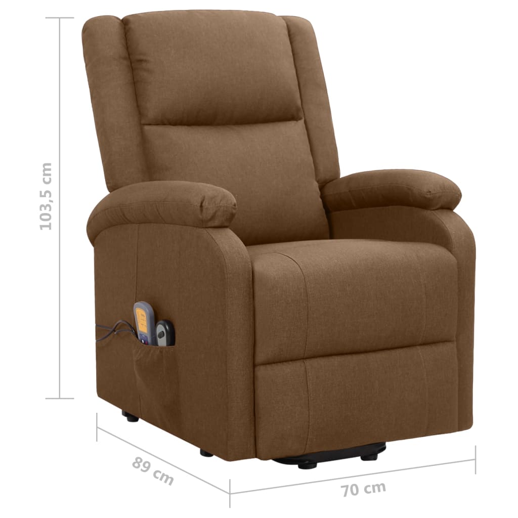 Poltrona elevatória de massagens tecido castanho