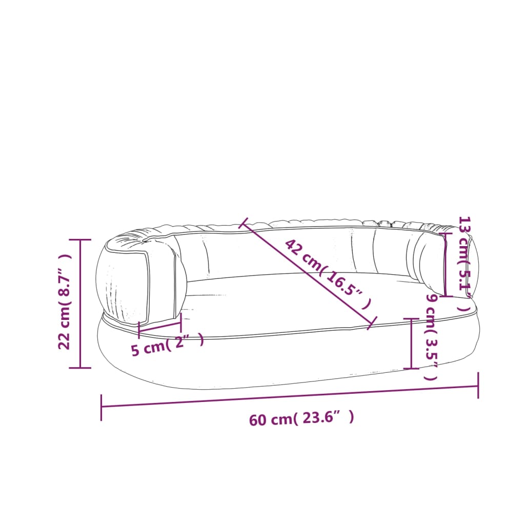 Cama p/ cães em espuma ergonómico 60x42cm couro artificial azul