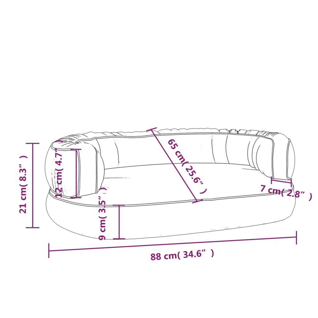 Cama p/ cães em espuma ergonómico 88x65cm couro artificial azul