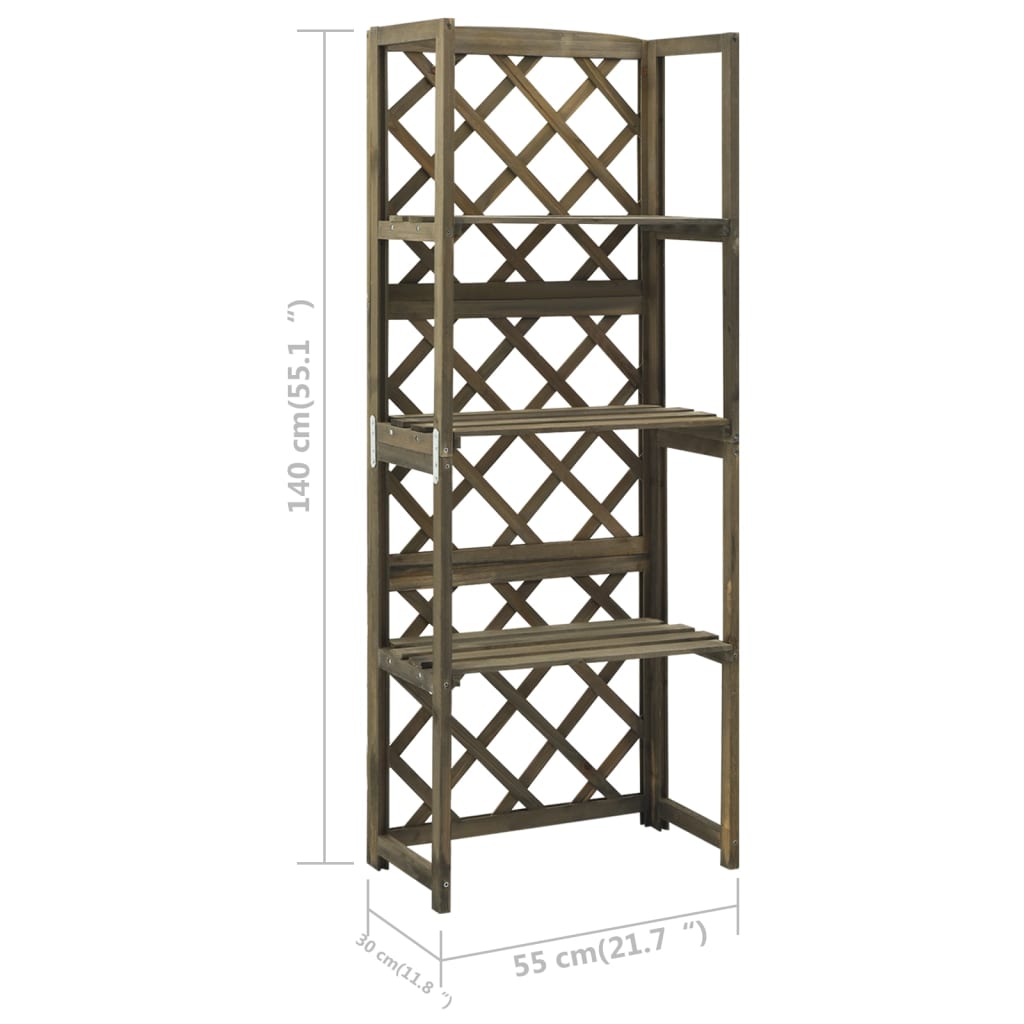 Treliça com prateleiras 55x30x140 cm abeto maciço cinzento