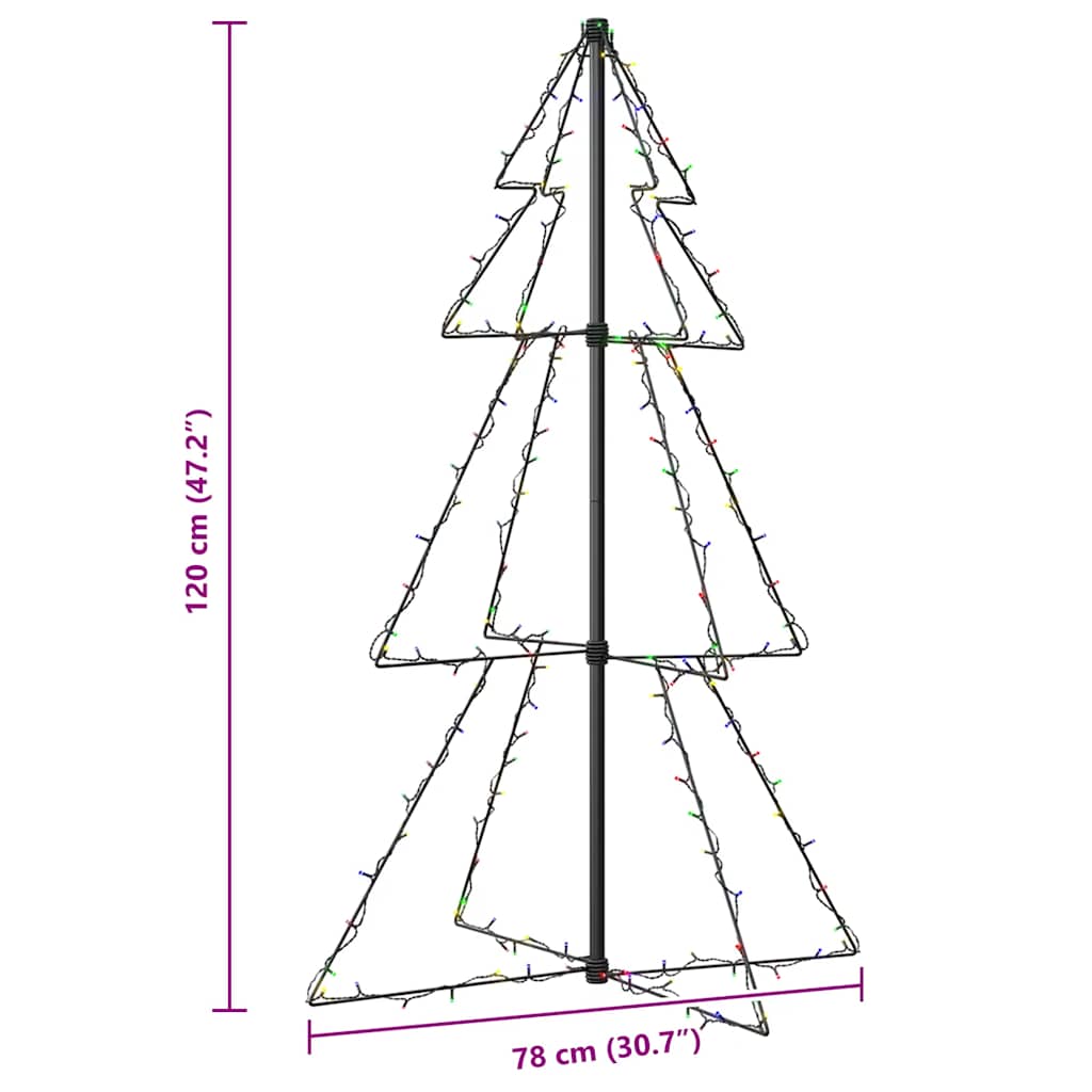 Árvore de Natal em cone 160 LEDs 78x120 cm interior e exterior