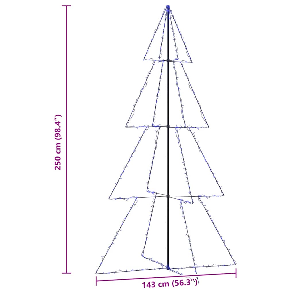 Árvore de Natal em cone 360 LEDs 143x250 cm interior e exterior