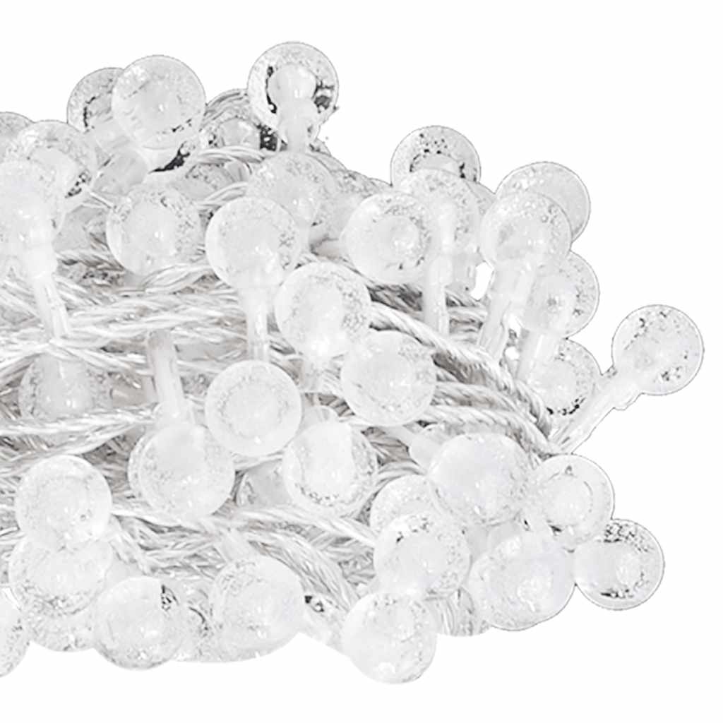 Cordão de luzes em globo 20 m 200 LED 8 funções branco frio