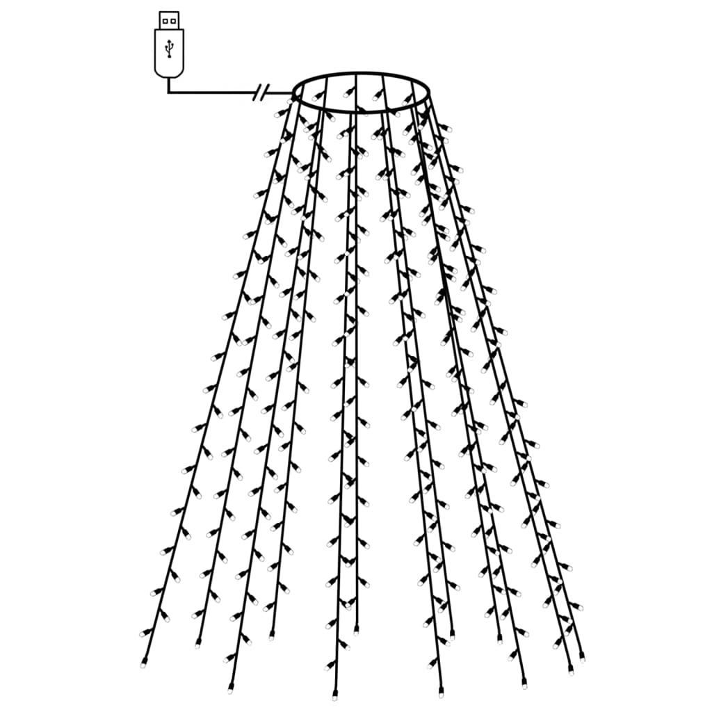 Cordão de luzes árvore de Natal 150 luzes LED 150cm branco frio