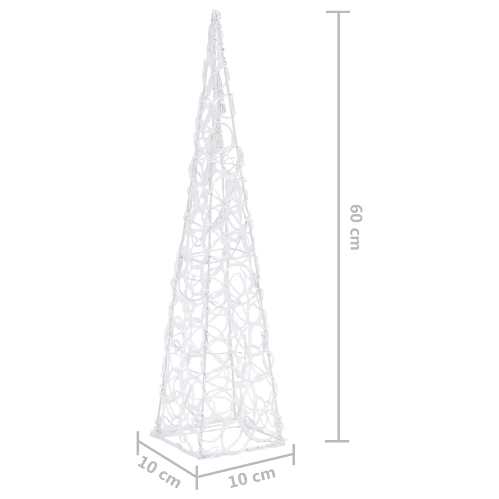 Cone de iluminação decorativo c/ LEDs acrílico 60cm branco frio