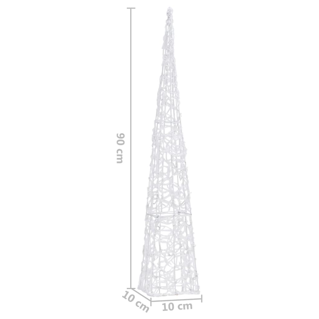 Cone de iluminação decorat. c/ LEDs acrílico 90cm branco quente