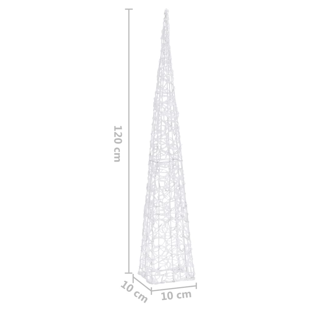Cone de iluminação decorat. c/ LEDs acrílico 120 cm branco frio