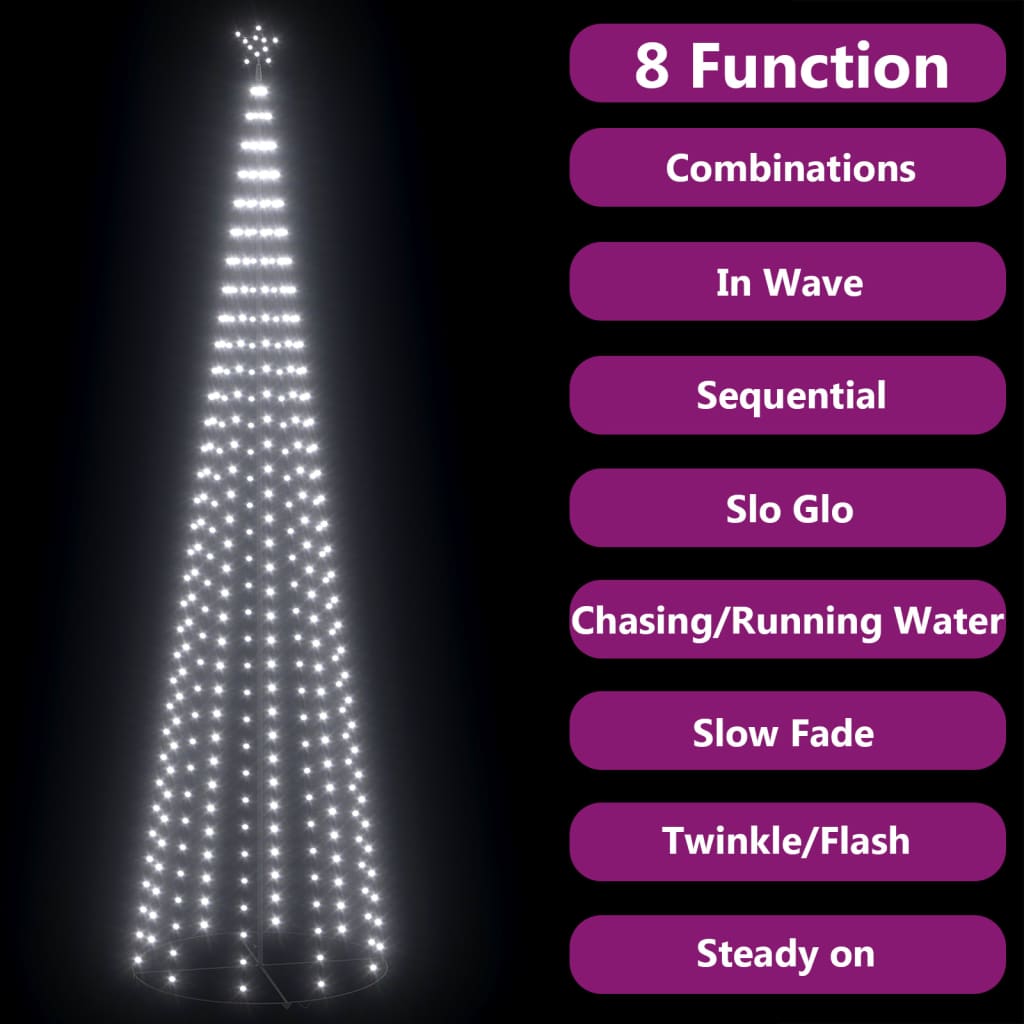 Árvore de Natal em cone c/ 752 luzes LED 160x500 cm branco frio