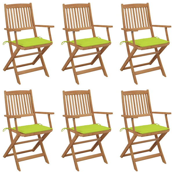 Cadeiras de jardim dobráveis c/ almofadões 6 pcs acácia maciça