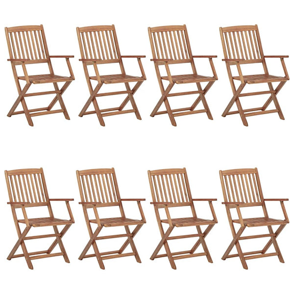 Cadeiras de jardim dobráveis 8 pcs c/ almofadões acácia maciça