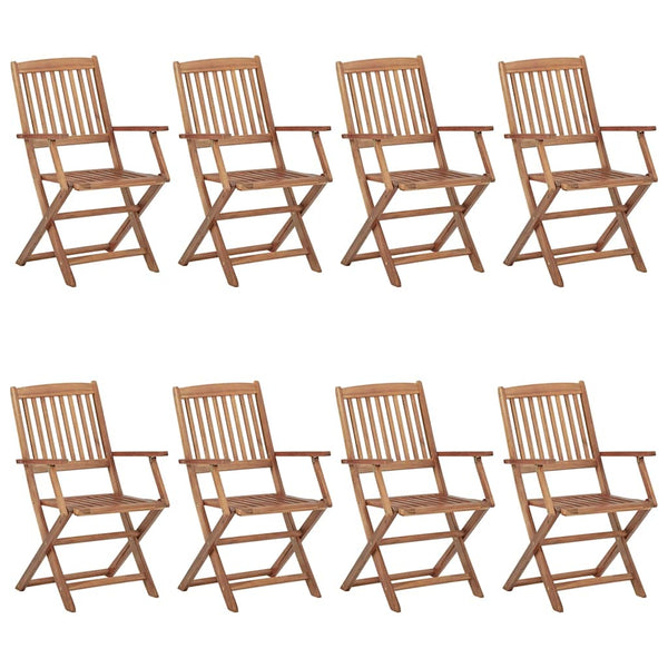 Cadeiras de jardim dobráveis 8 pcs c/ almofadões acácia maciça