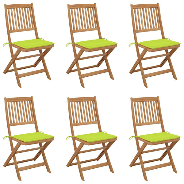 Cadeiras de jardim dobráveis c/ almofadões 6 pcs acácia maciça