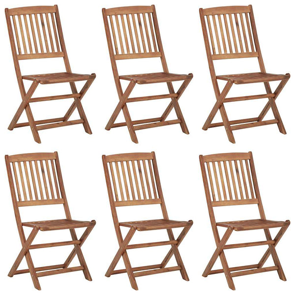 Cadeiras de jardim dobráveis c/ almofadões 6 pcs acácia maciça