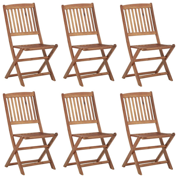 Cadeiras de jardim dobráveis c/ almofadões 6 pcs acácia maciça