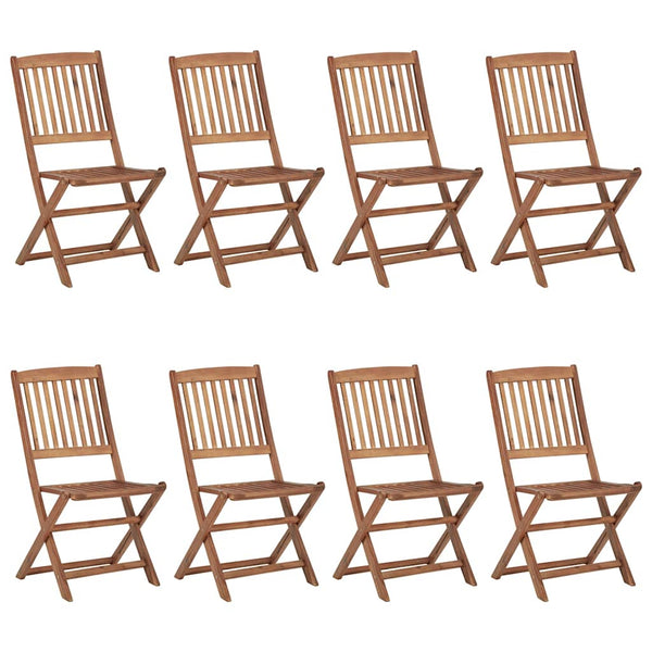 Cadeiras de jardim dobráveis 8 pcs c/ almofadões acácia maciça