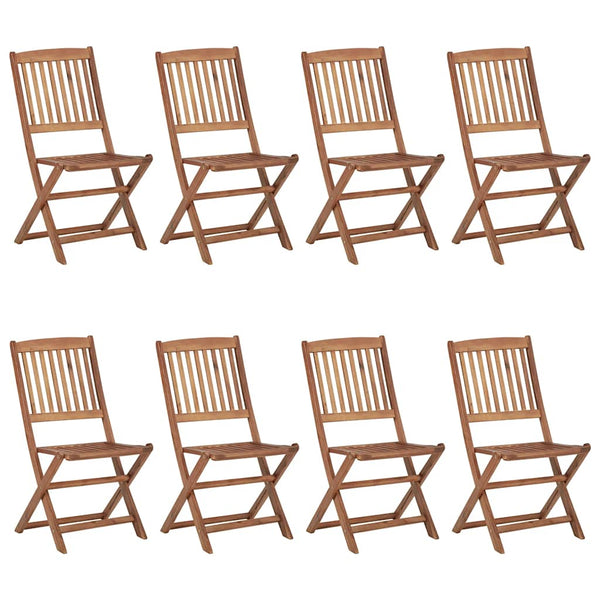 Cadeiras de jardim dobráveis 8 pcs c/ almofadões acácia maciça