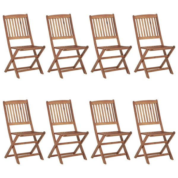 Cadeiras de jardim dobráveis 8 pcs c/ almofadões acácia maciça