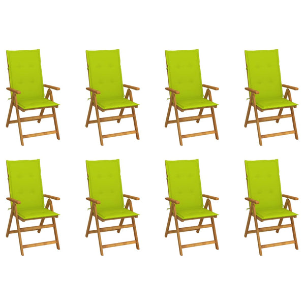 Cadeiras de jardim dobráveis c/ almofadões 8 pcs acácia maciça