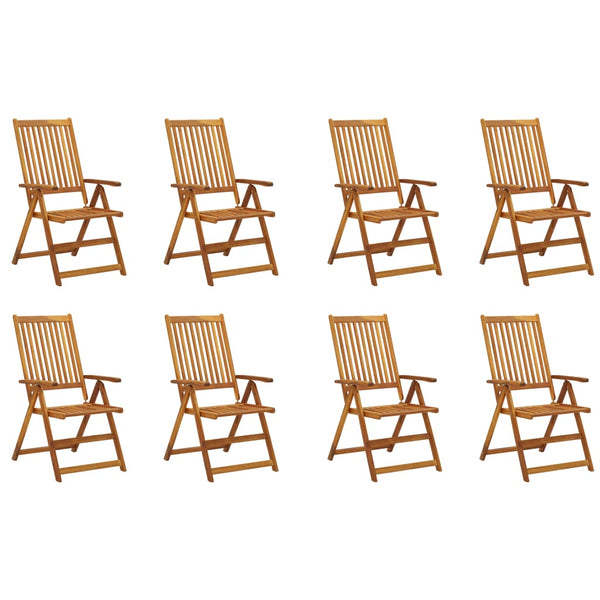 Cadeiras de jardim dobráveis c/ almofadões 8 pcs acácia maciça