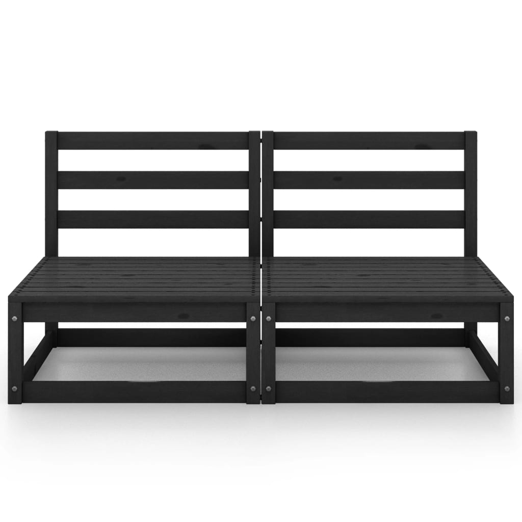 Sofá de 2 lugares para jardim pinho maciço preto