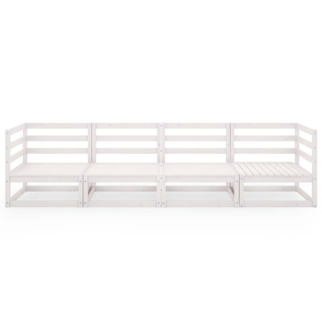Sofá de 4 lugares para jardim pinho maciço branco