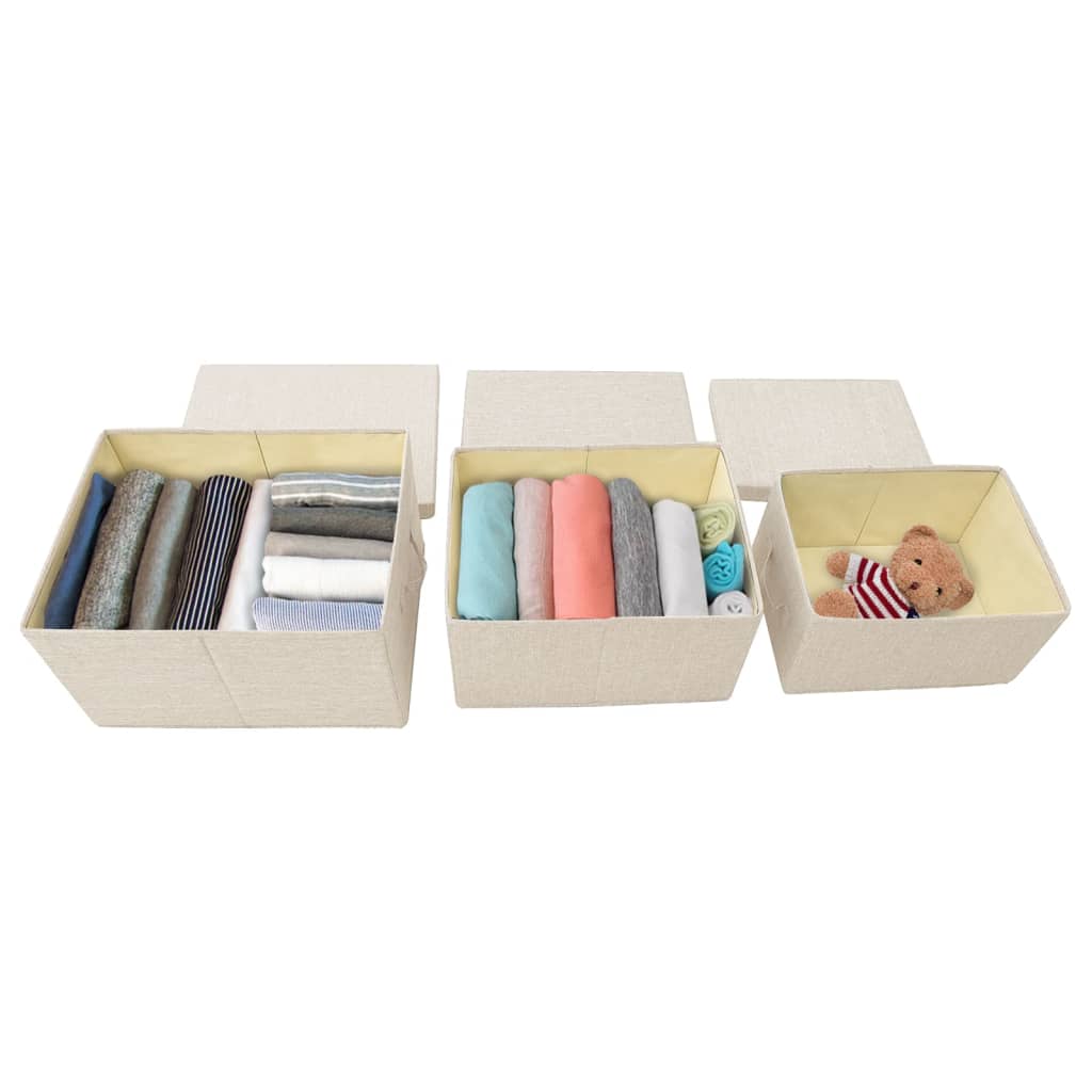 Conjunto caixas de arrumação empilháveis 3 pcs tecido cor creme