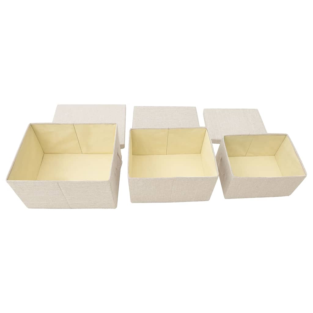 Conjunto caixas de arrumação empilháveis 3 pcs tecido cor creme