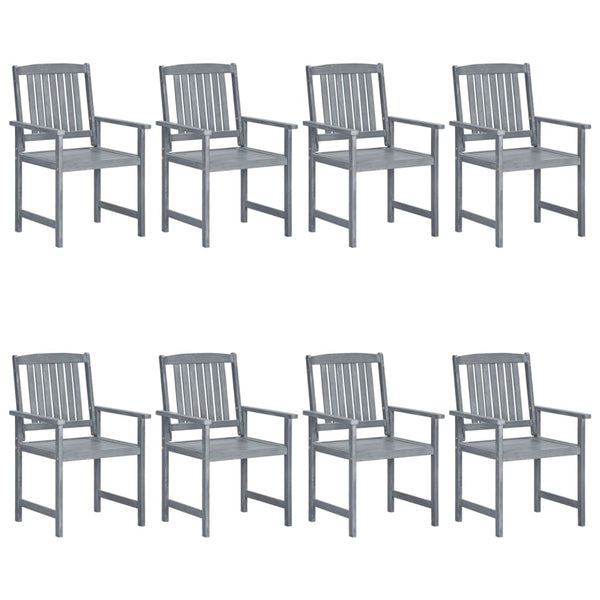 Cadeiras de jardim 8 pcs madeira de acácia maciça cinzento