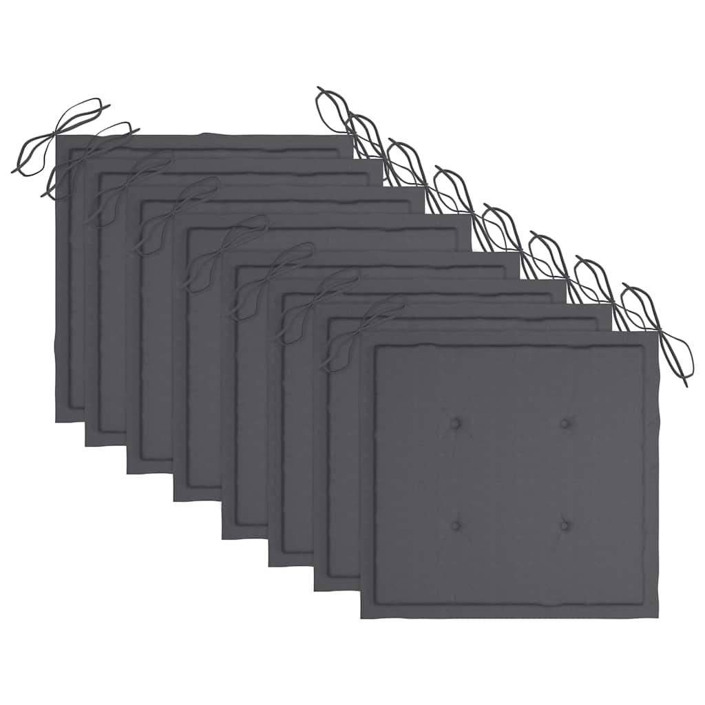 Cadeiras de jardim c/ almofadões 8 pcs acácia maciça cinzento