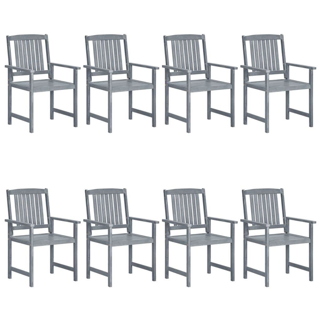 Cadeiras de jardim c/ almofadões 8 pcs acácia maciça cinzento