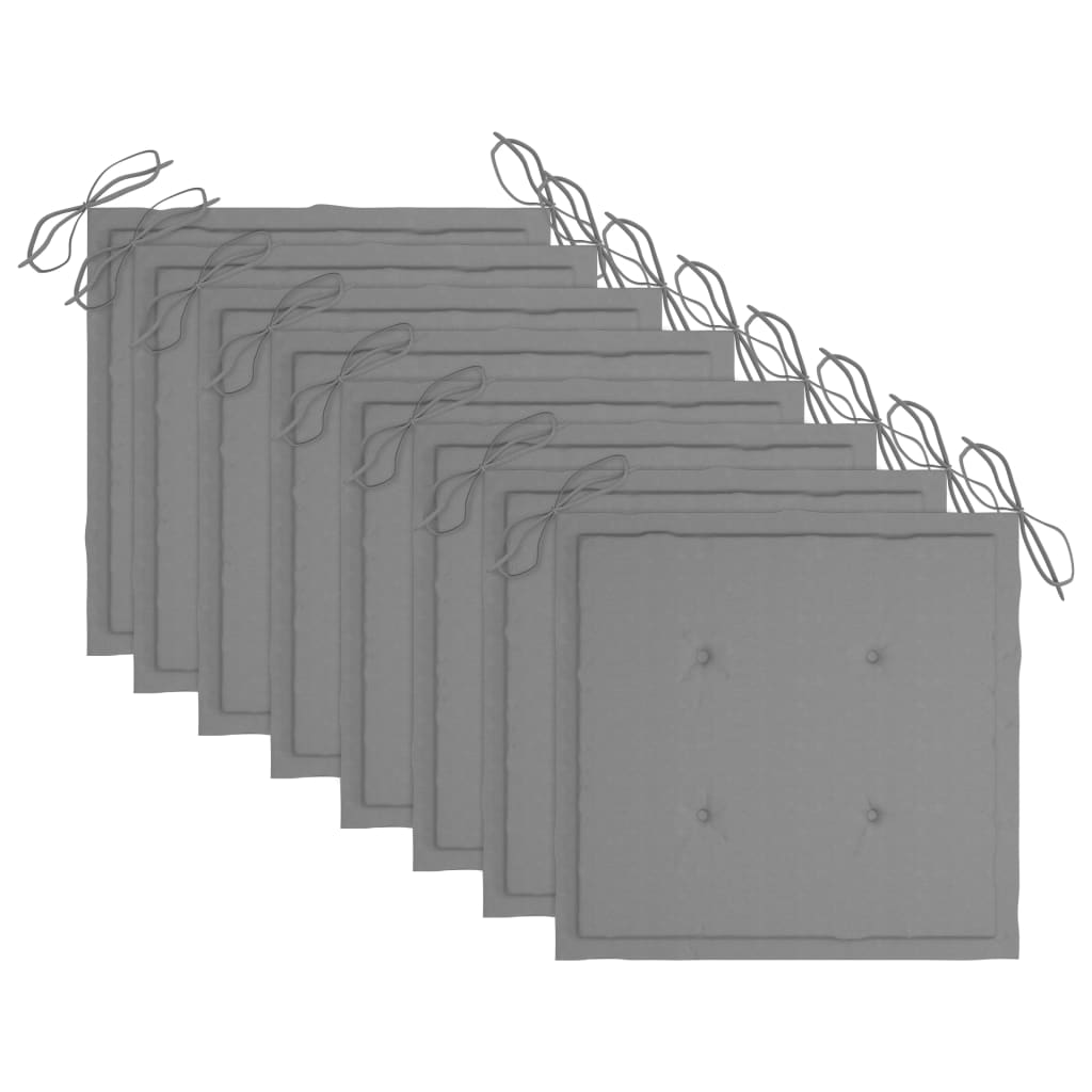 Cadeiras de jardim c/ almofadões 8 pcs acácia maciça cinzento