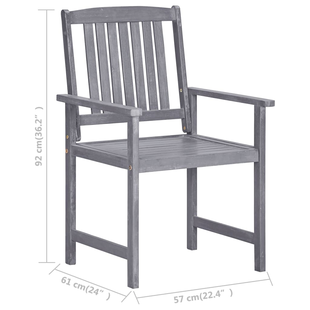 Cadeiras de jardim c/ almofadões 8 pcs acácia maciça cinzento