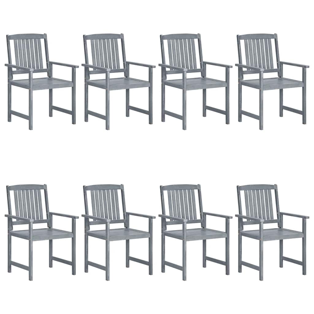 Cadeiras de jardim c/ almofadões 8 pcs acácia maciça cinzento