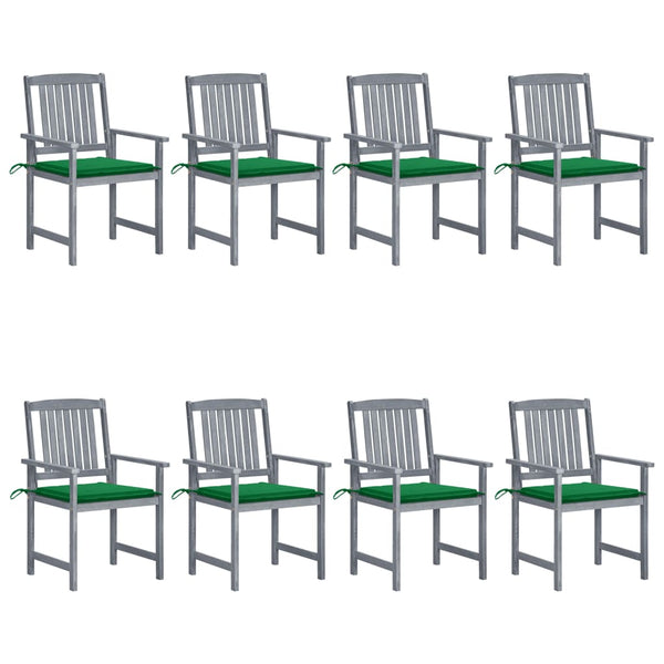 Cadeiras de jardim c/ almofadões 8 pcs acácia maciça cinzento
