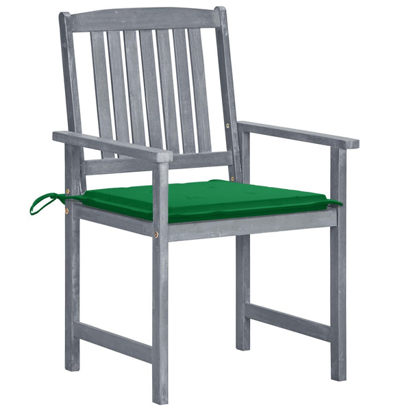 Cadeiras de jardim c/ almofadões 8 pcs acácia maciça cinzento