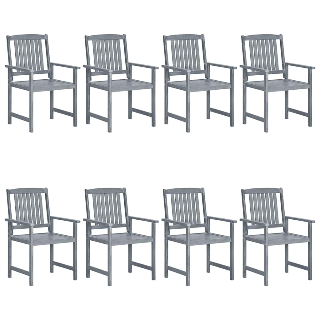 Cadeiras de jardim c/ almofadões 8 pcs acácia maciça cinzento